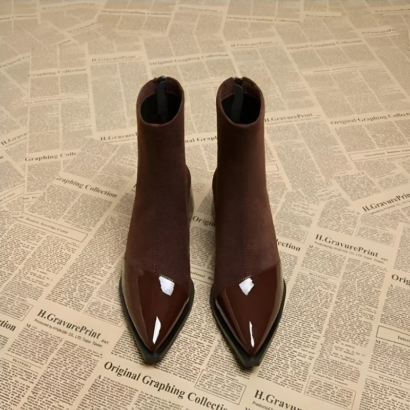 Pointed Toe Ankle Boots with Block Heel
