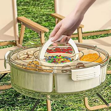 RevolveBites Rotating Snack Organizer – Round Plastic Divided Food Storage Container