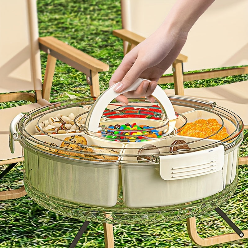 RevolveBites Rotating Snack Organizer – Round Plastic Divided Food Storage Container