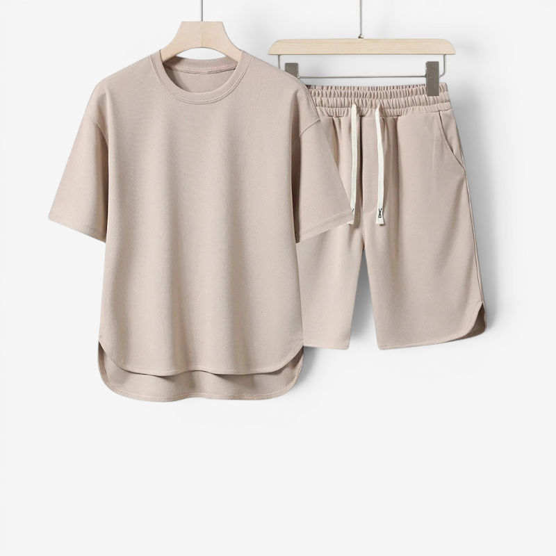 Men's Casual Crew Neck T-Shirt and Shorts Set