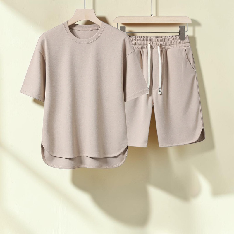 Men's Casual Crew Neck T-Shirt and Shorts Set