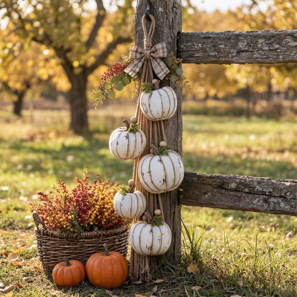 Pumpwreath - Világító tökös koszorú beépített LED fényekkel