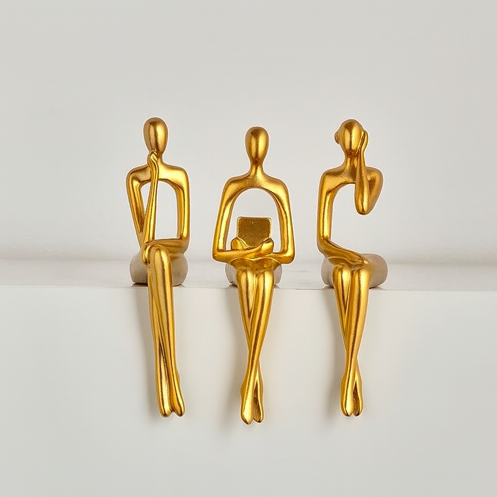 AurumEssence - Stylish Gold Abstract Bookshelf Figurines