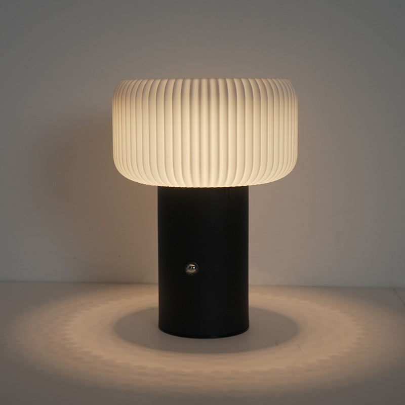 LumoTone - Cylindrical Fluted Table Lamp Sculptural Shade with Sturdy Base | Warm Ambient Glow for Cozy and Sophisticated Spaces | Elegant Accent for Desk, Nightstand, or Reading Nook