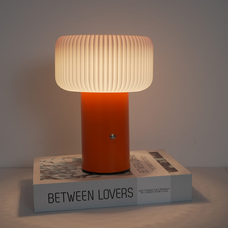 LumoTone - Cylindrical Fluted Table Lamp Sculptural Shade with Sturdy Base | Warm Ambient Glow for Cozy and Sophisticated Spaces | Elegant Accent for Desk, Nightstand, or Reading Nook