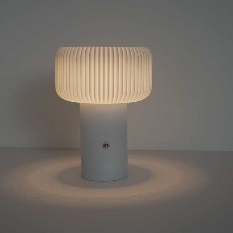 LumoTone - Cylindrical Fluted Table Lamp Sculptural Shade with Sturdy Base | Warm Ambient Glow for Cozy and Sophisticated Spaces | Elegant Accent for Desk, Nightstand, or Reading Nook