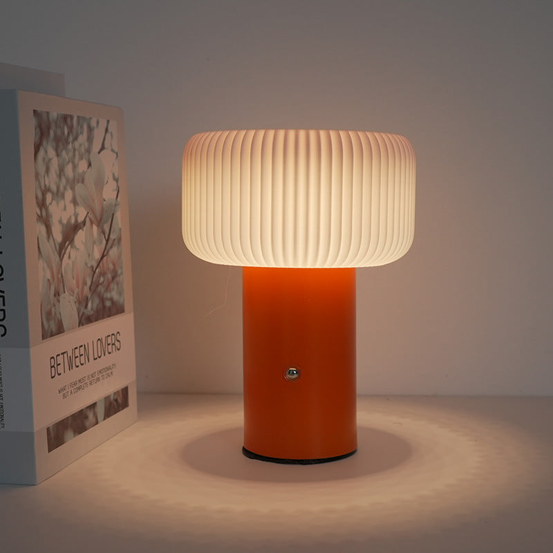 LumoTone - Cylindrical Fluted Table Lamp Sculptural Shade with Sturdy Base | Warm Ambient Glow for Cozy and Sophisticated Spaces | Elegant Accent for Desk, Nightstand, or Reading Nook