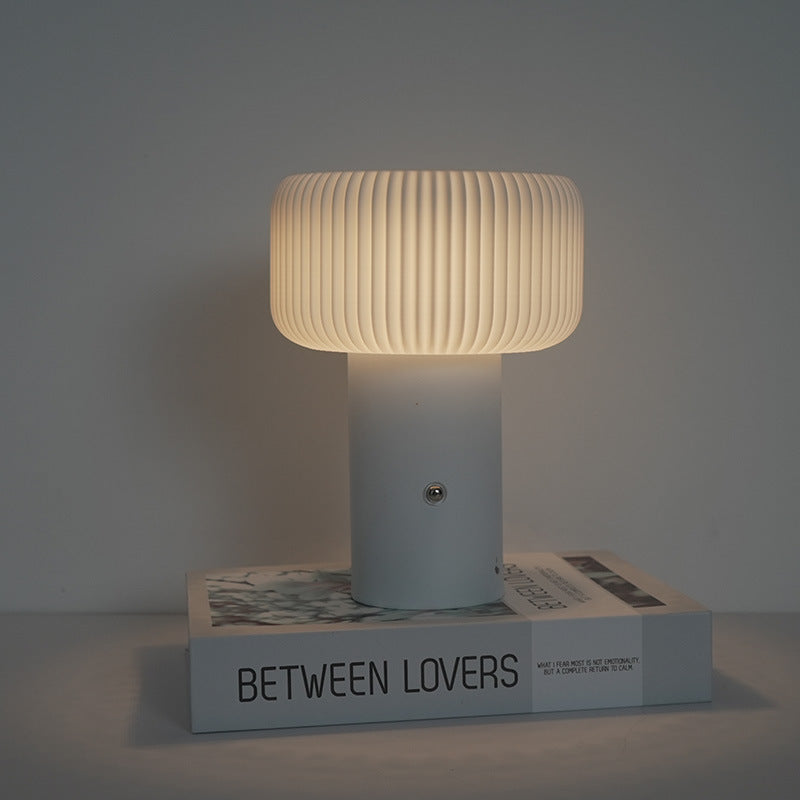 LumoTone - Cylindrical Fluted Table Lamp Sculptural Shade with Sturdy Base | Warm Ambient Glow for Cozy and Sophisticated Spaces | Elegant Accent for Desk, Nightstand, or Reading Nook