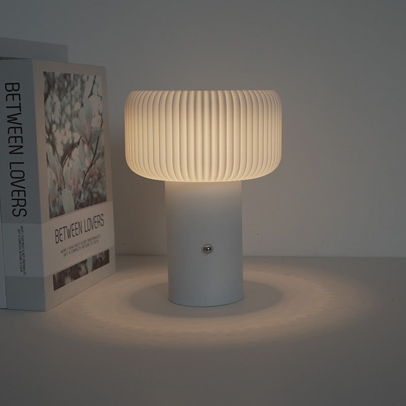 LumoTone - Cylindrical Fluted Table Lamp Sculptural Shade with Sturdy Base | Warm Ambient Glow for Cozy and Sophisticated Spaces | Elegant Accent for Desk, Nightstand, or Reading Nook