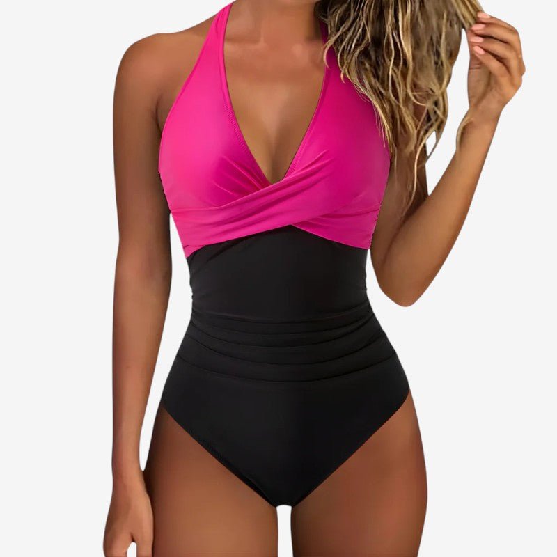 Stylish Women's Halter V Neck One Piece Swimsuit
