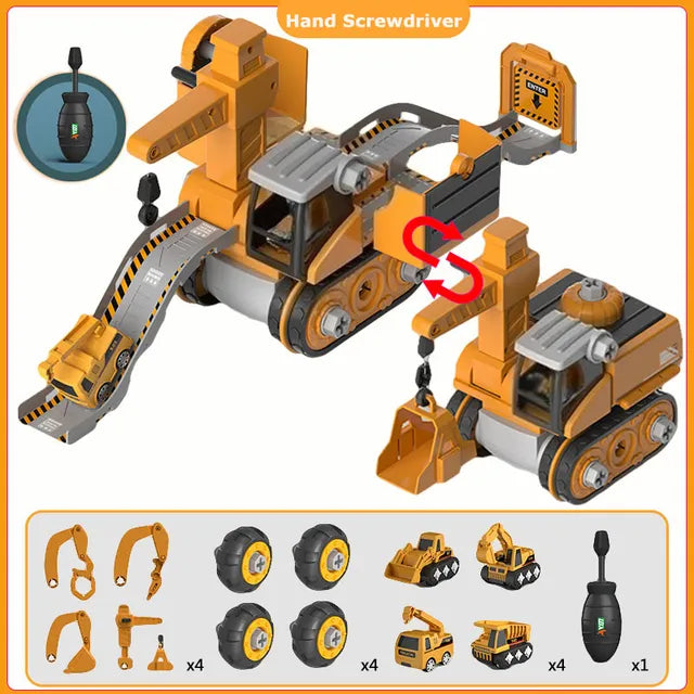 BuildBolt – Szétszerelhető építőipari járműjáték cserélhető alkatrészekkel