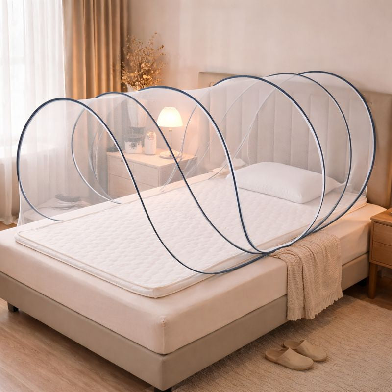 BreezeGuard | Foldable Round Mosquito Net | 360° Insect Protection & Breathable Mesh | Quick Pop-Up Setup | Compact Travel-Friendly Design