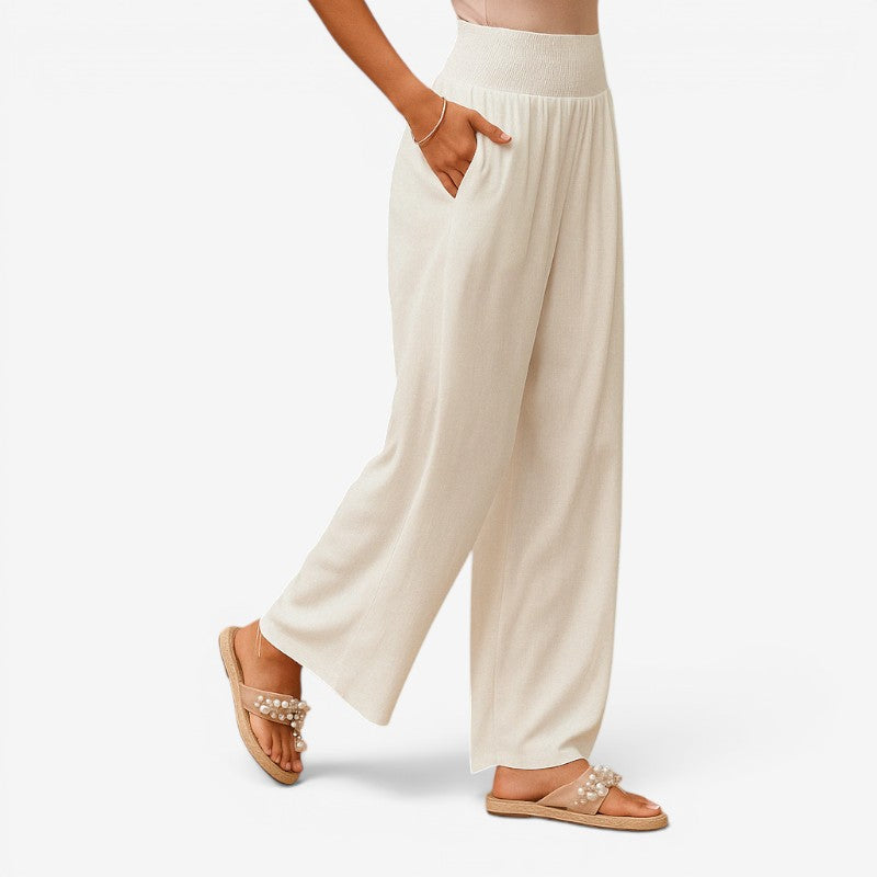 Women's Wide-Leg Casual Trousers with Elastic Waist
