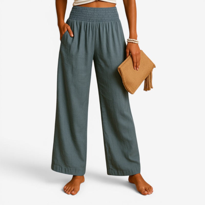 Women's Wide-Leg Casual Trousers with Elastic Waist