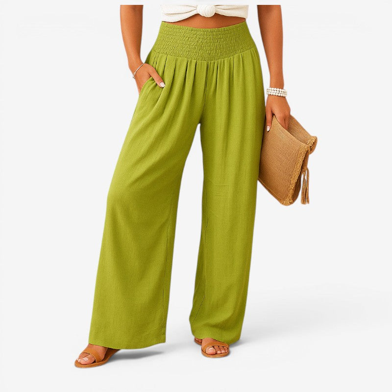 Women's Wide-Leg Casual Trousers with Elastic Waist