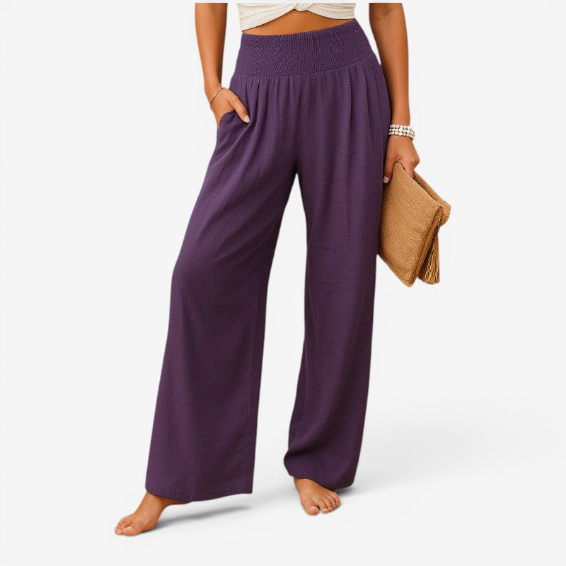 Women's Wide-Leg Casual Trousers with Elastic Waist