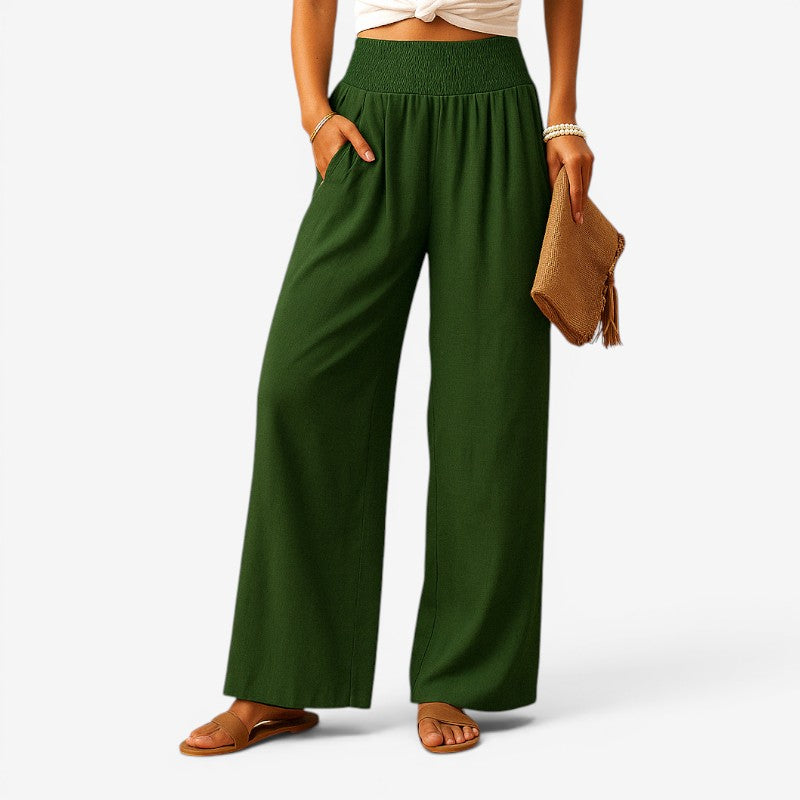Women's Wide-Leg Casual Trousers with Elastic Waist