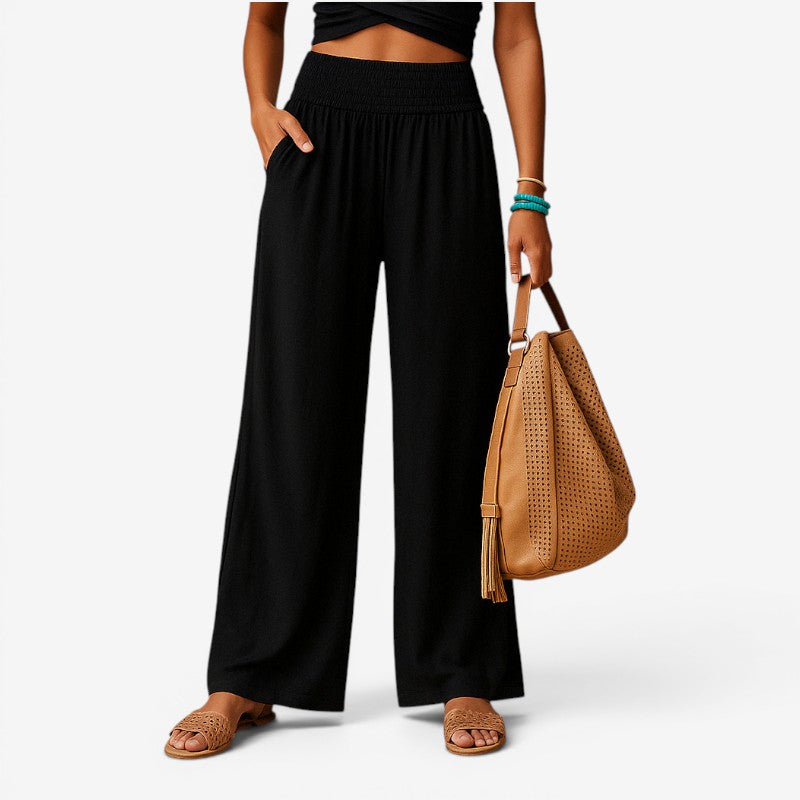 Women's Wide-Leg Casual Trousers with Elastic Waist