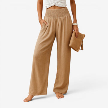 Women's Wide-Leg Casual Trousers with Elastic Waist