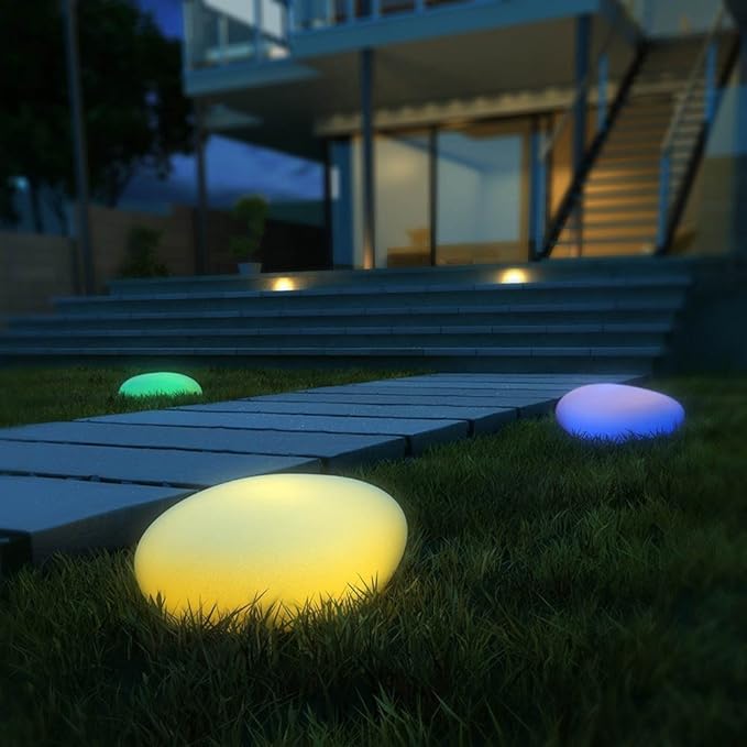 GlowPebble - Solar-Powered Stone Style LED Pathway Lights | Realistic Pebble Design with Soft Ambient Glow | Eco-Friendly Weather-Resistant Lighting for Garden, Walkway, or Patio