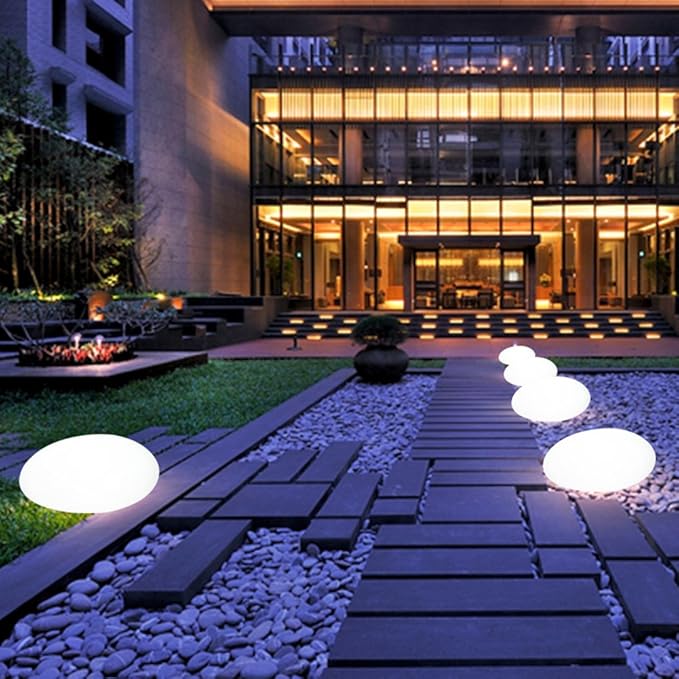 GlowPebble - Solar-Powered Stone Style LED Pathway Lights | Realistic Pebble Design with Soft Ambient Glow | Eco-Friendly Weather-Resistant Lighting for Garden, Walkway, or Patio