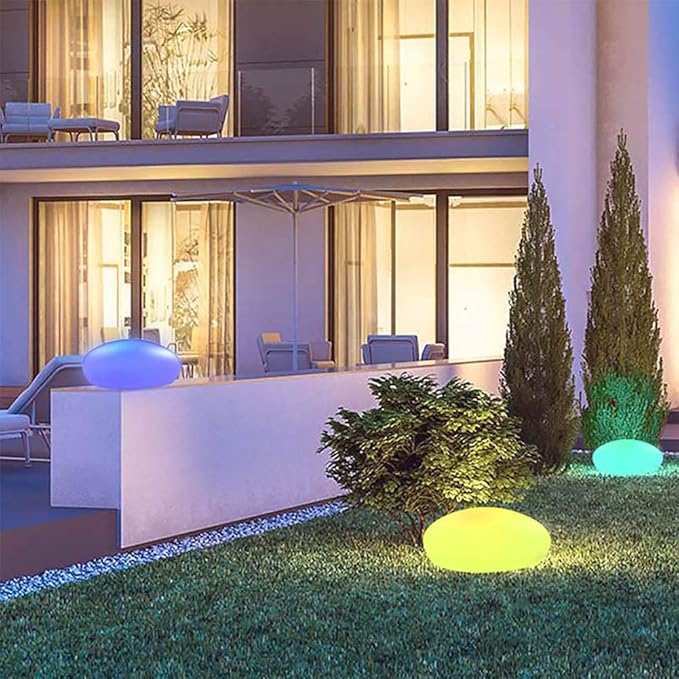 GlowPebble - Solar-Powered Stone Style LED Pathway Lights | Realistic Pebble Design with Soft Ambient Glow | Eco-Friendly Weather-Resistant Lighting for Garden, Walkway, or Patio