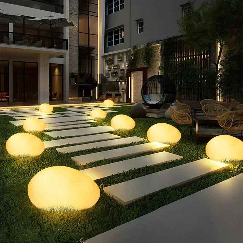 GlowPebble - Solar-Powered Stone Style LED Pathway Lights | Realistic Pebble Design with Soft Ambient Glow | Eco-Friendly Weather-Resistant Lighting for Garden, Walkway, or Patio