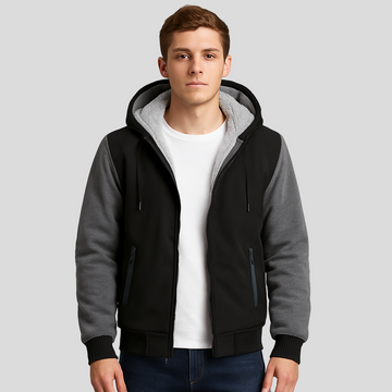 Jorn | Men's Winter Fleece Jacket with Hood and Color Contrast