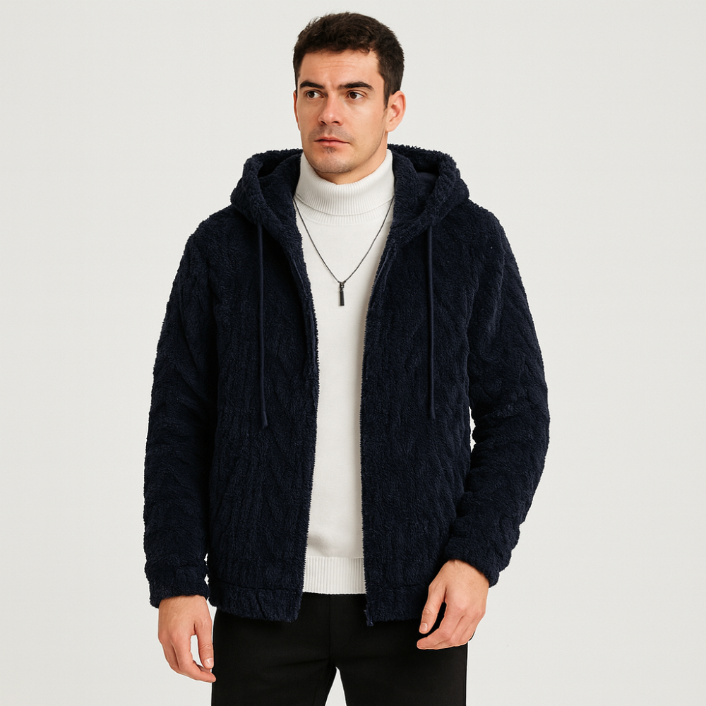 Calum | Solid Hooded Fleece Jacket for Men