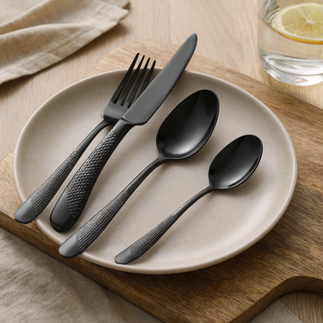 40-Piece Black Stainless Steel Table Service Carver