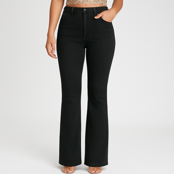 Bella – Elegant Black Leather-Look Jeans for Women – Super Stretch High-Waisted