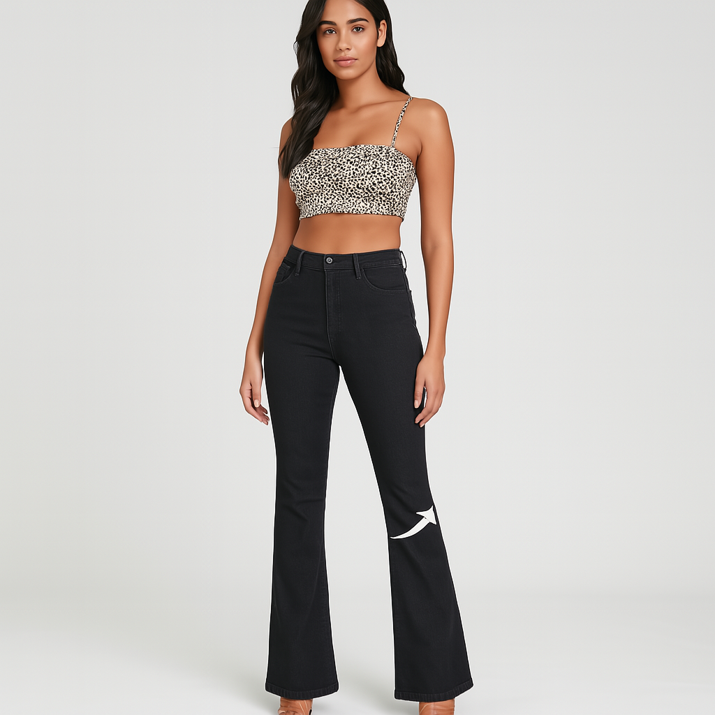 Bella – Elegant Black Leather-Look Jeans for Women – Super Stretch High-Waisted
