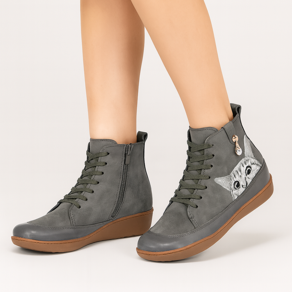 Leonore | Cat Pattern Winter Boots