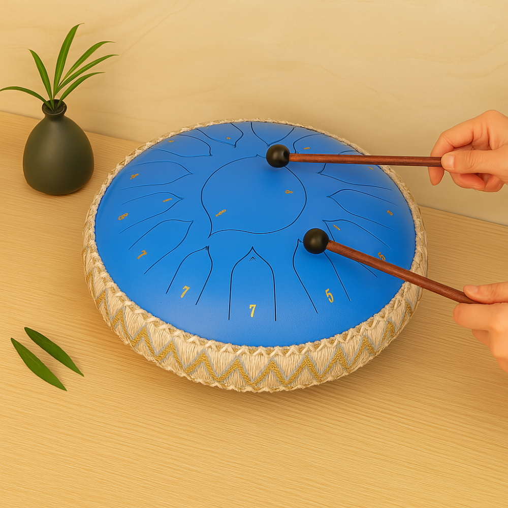 Steel Tongue Drum - Handpan Percussion Instrument Tuned Notes with Soothing Harmonics | Durable Steel Alloy for Long-Lasting Resonance | Compact and Portable for Meditation, Yoga, or Creative Play