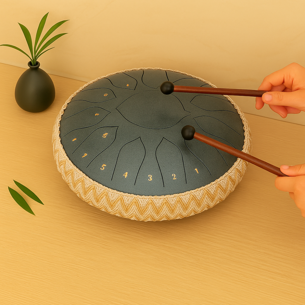 Steel Tongue Drum - Handpan Percussion Instrument Tuned Notes with Soothing Harmonics | Durable Steel Alloy for Long-Lasting Resonance | Compact and Portable for Meditation, Yoga, or Creative Play