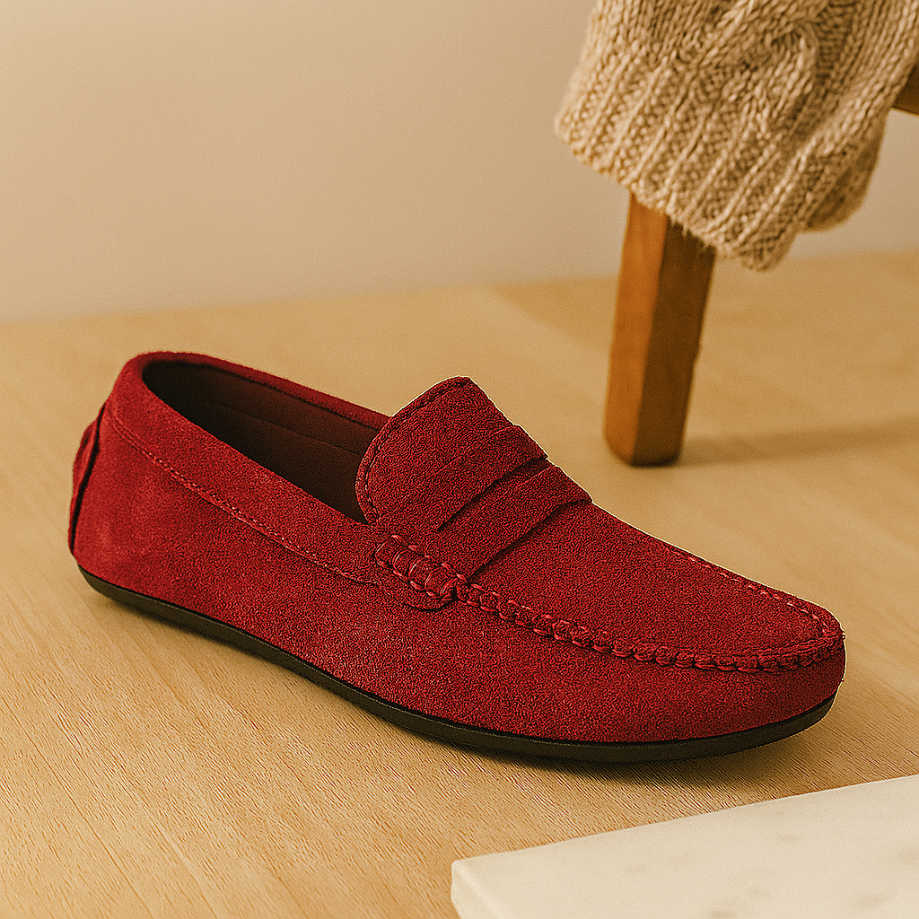 Milano Men's Leather Loafers – Classic Slip-On Shoes with Non-Slip Sole