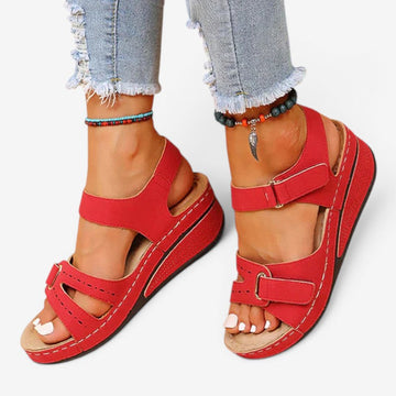 Open-Toe Wedge Sandals with Velcro Strap