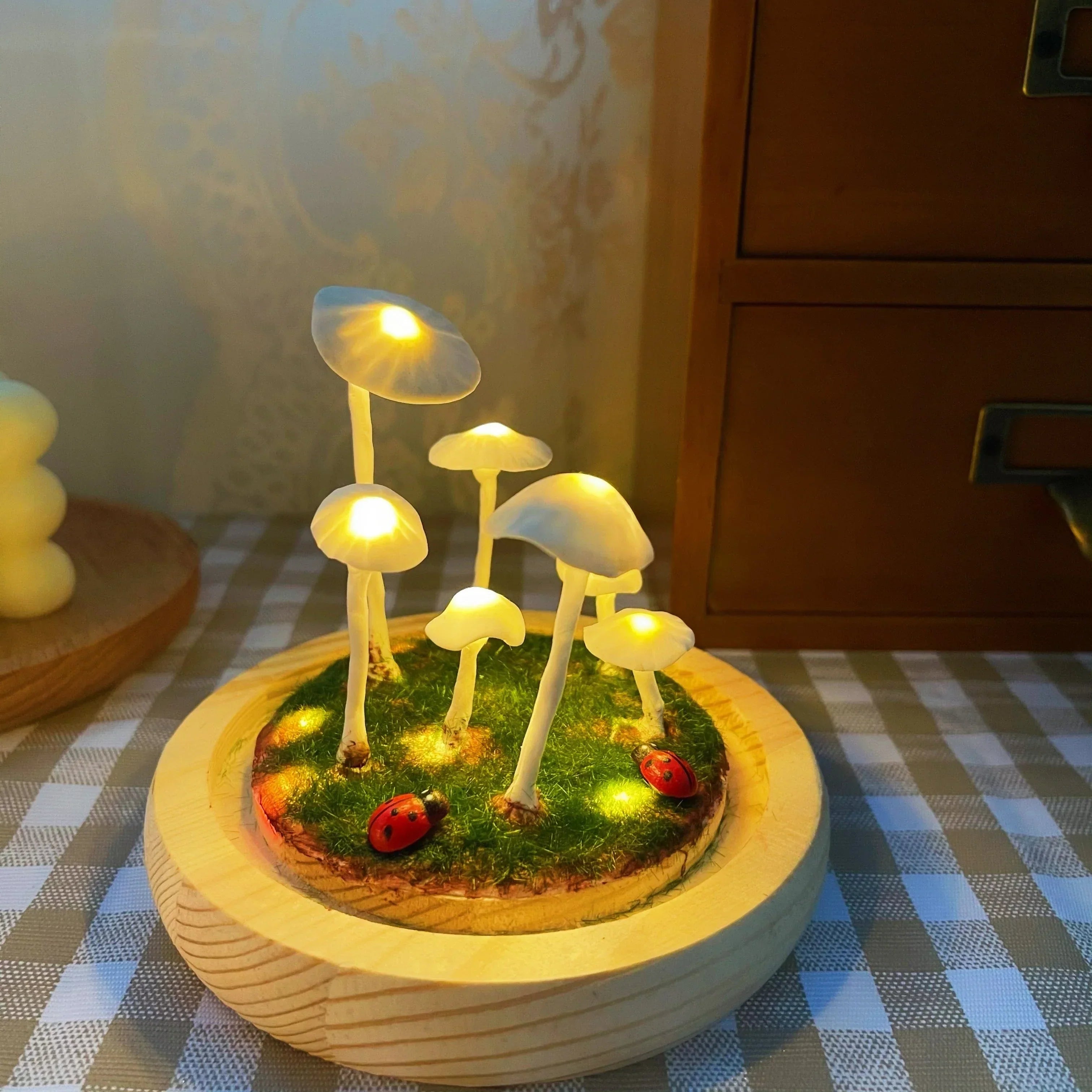 MagicalGlow - Mushroom Glass Cloche Night Light