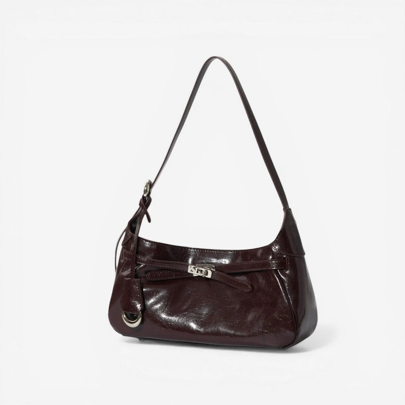 Shoulder Bag with Clasp and Zipper for Women