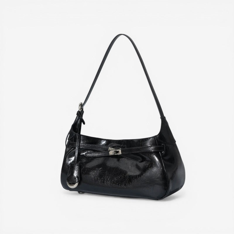 Shoulder Bag with Clasp and Zipper for Women