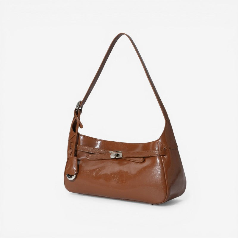 Shoulder Bag with Clasp and Zipper for Women