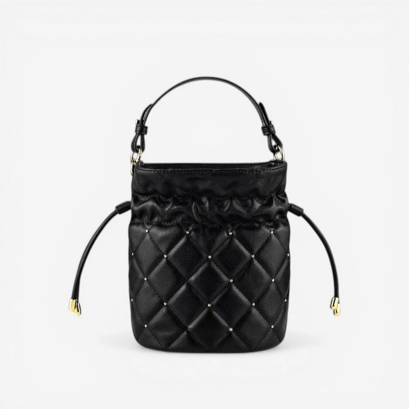 Button Closure Leather Handbag