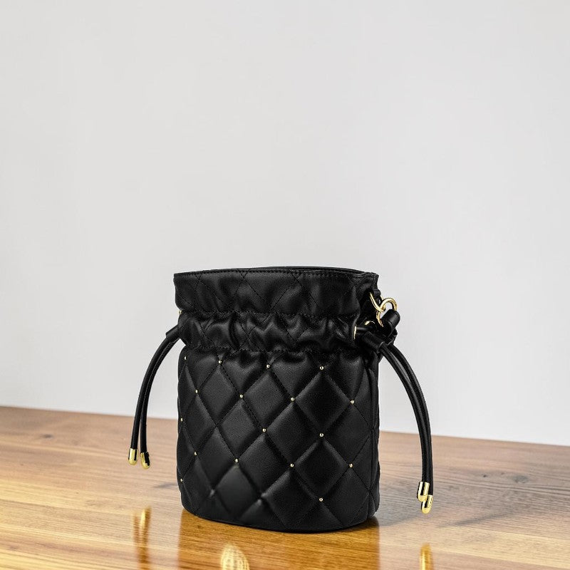 Button Closure Leather Handbag