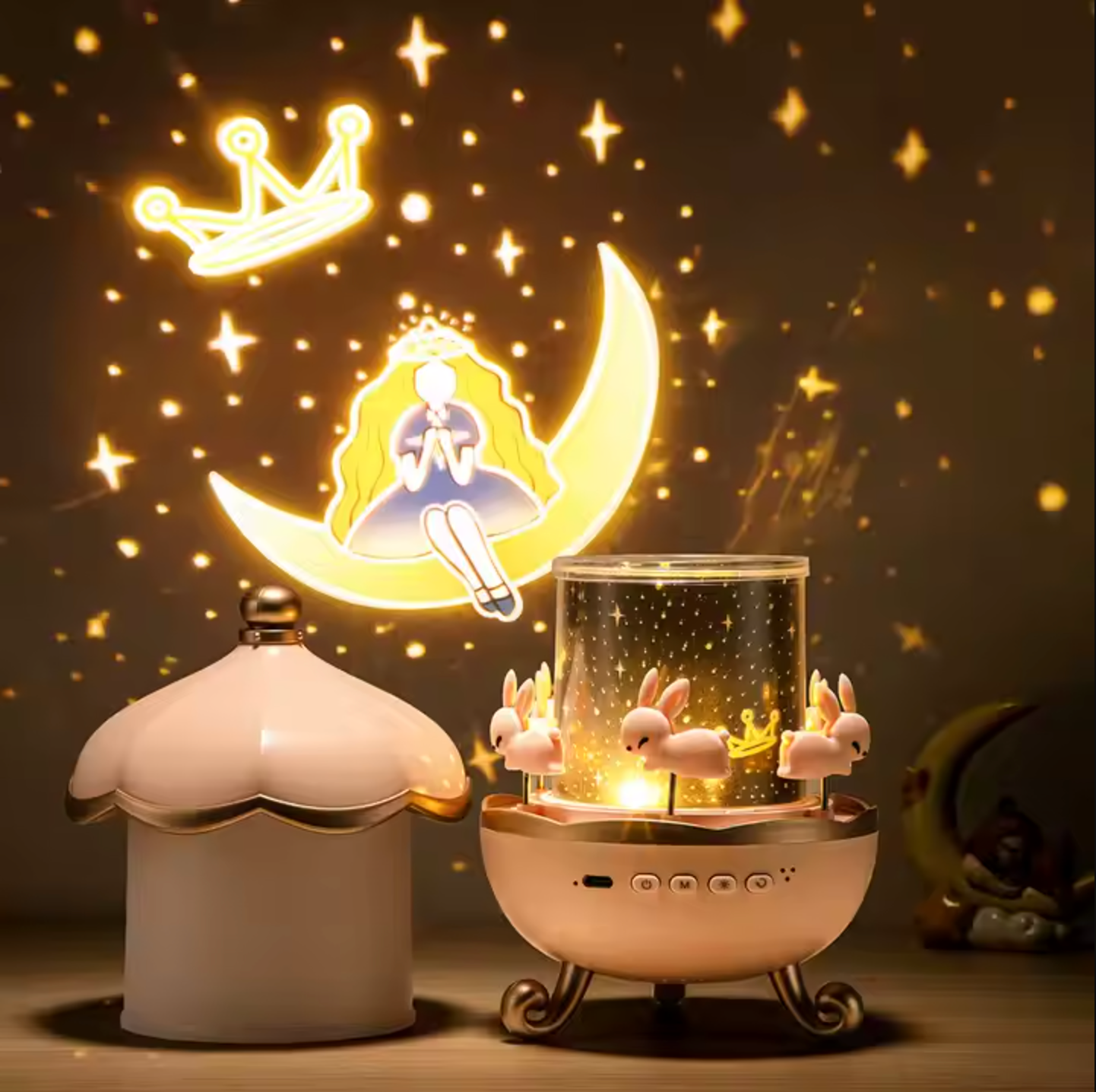 DreamWhirl - Night Light Projector Rotating Carousel Design with Stars, Constellations, and Ocean Animals | Soft Calming Light for Peaceful Sleep | Durable and Safe Nighttime Adventure for Kids’ Bedrooms