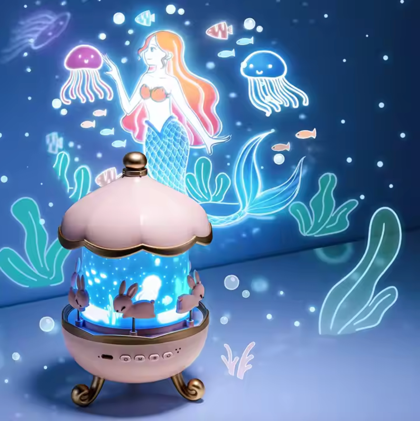 DreamWhirl - Night Light Projector Rotating Carousel Design with Stars, Constellations, and Ocean Animals | Soft Calming Light for Peaceful Sleep | Durable and Safe Nighttime Adventure for Kids’ Bedrooms