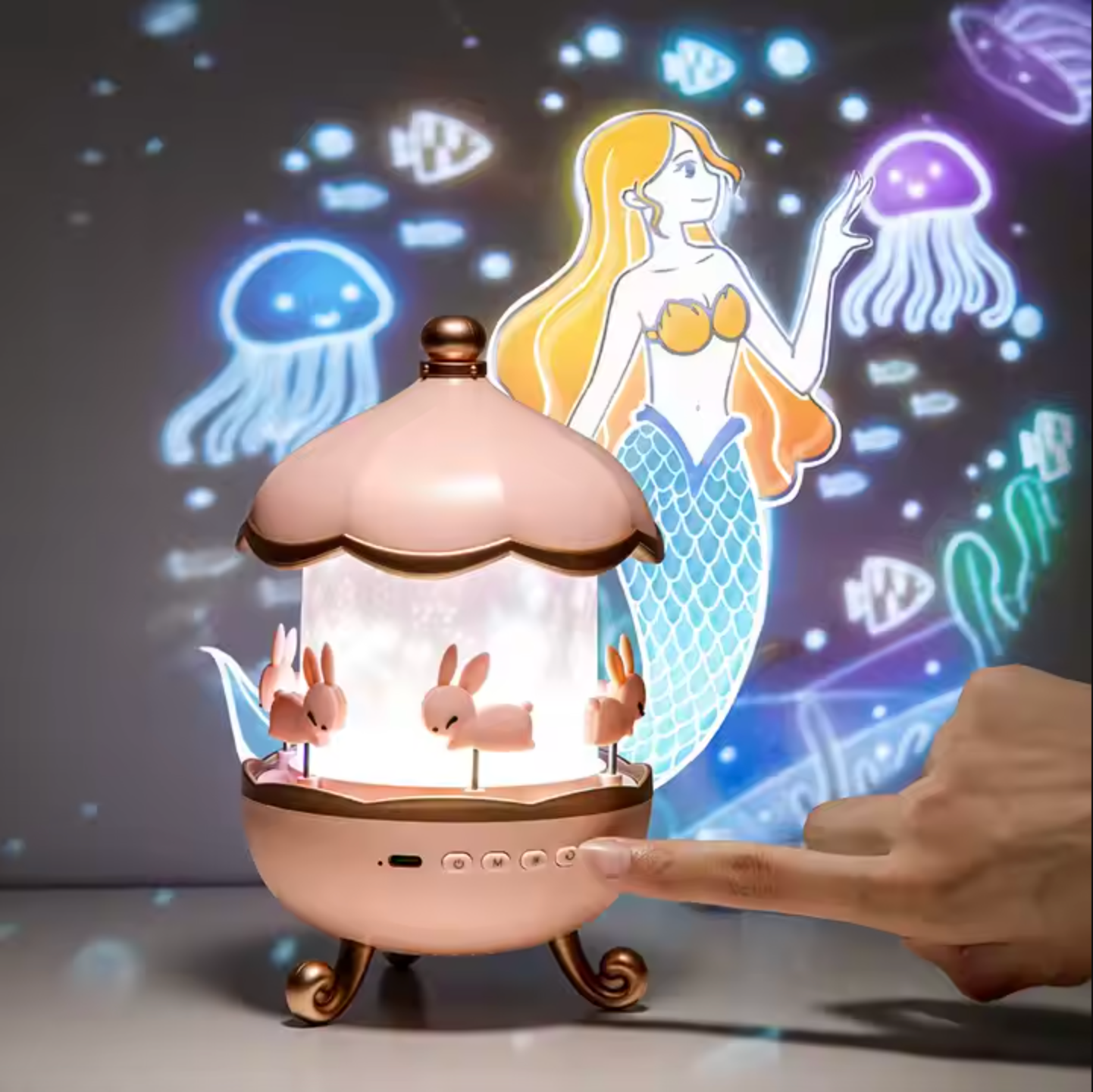 DreamWhirl - Night Light Projector Rotating Carousel Design with Stars, Constellations, and Ocean Animals | Soft Calming Light for Peaceful Sleep | Durable and Safe Nighttime Adventure for Kids’ Bedrooms