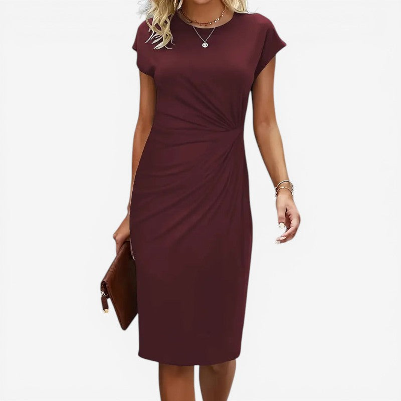 Crew Neck Short Sleeve Midi Dress