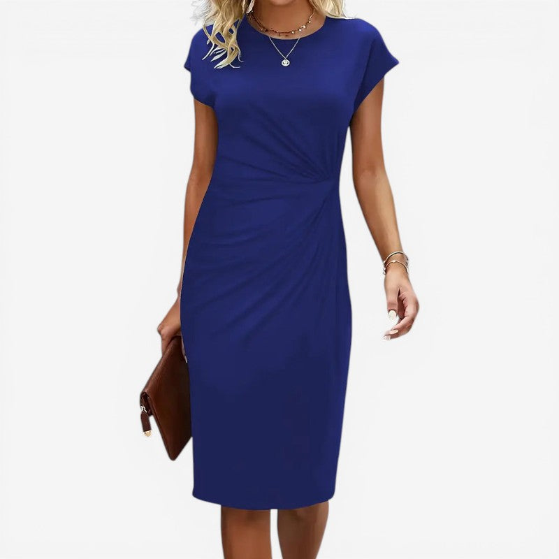 Crew Neck Short Sleeve Midi Dress