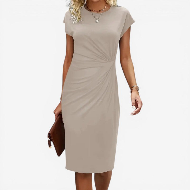Crew Neck Short Sleeve Midi Dress