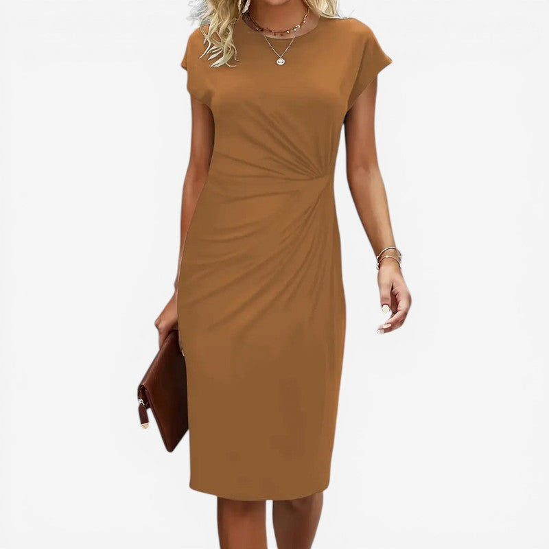 Crew Neck Short Sleeve Midi Dress